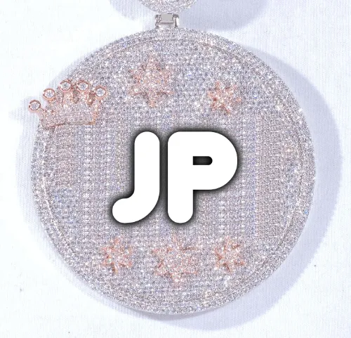 CUSTOM LETTER NECKLACE 3D BIG CROWN DISC sold by The GUU Shop