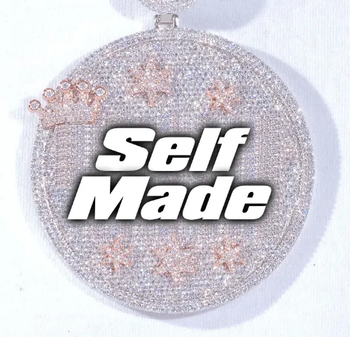 CUSTOM LETTER NECKLACE 3D BIG CROWN DISC sold by The GUU Shop