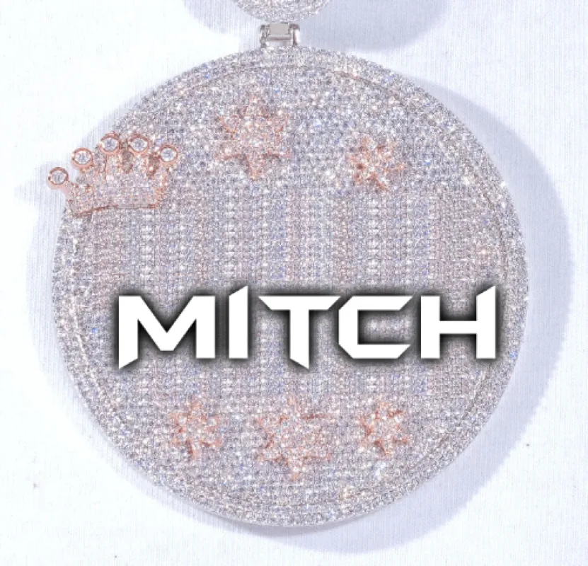 CUSTOM LETTER NECKLACE 3D BIG CROWN DISC made by The GUU Shop