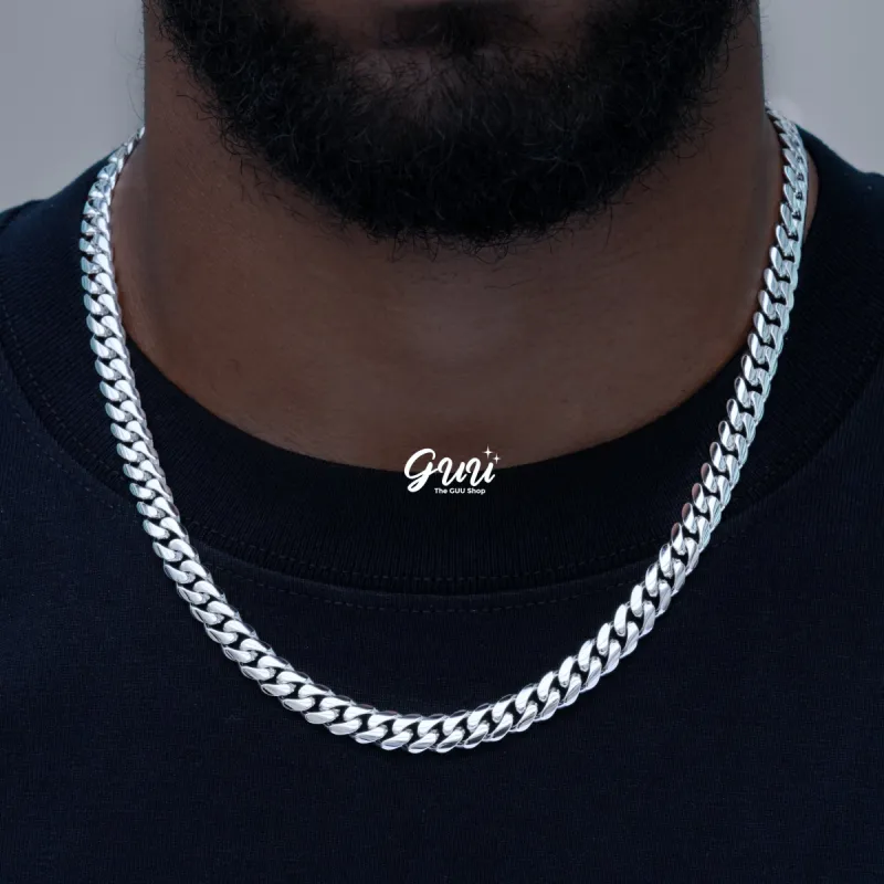 8mm Signature Cuban Link in White Gold sold by The GUU Shop