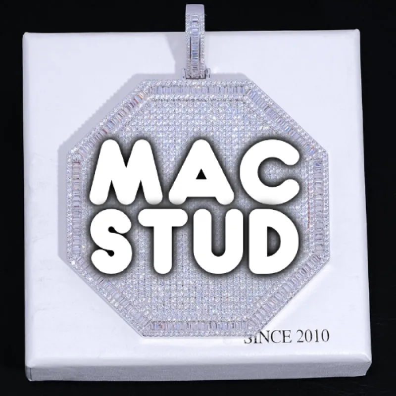 CUSTOM LETTER NECKLACE 3D BIG OCTAGON sold by The GUU Shop