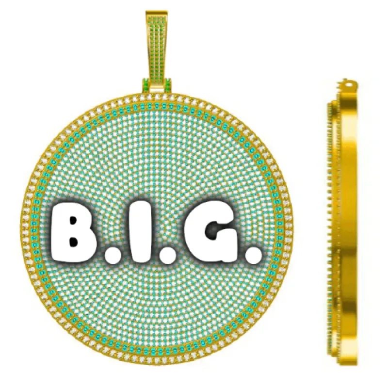 CUSTOM LETTER NECKLACE 3D BIG DISC sold by The GUU Shop