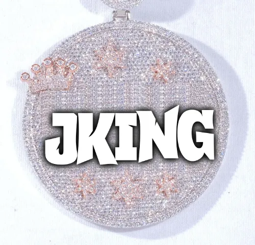 CUSTOM LETTER NECKLACE 3D BIG CROWN DISC sold by The GUU Shop