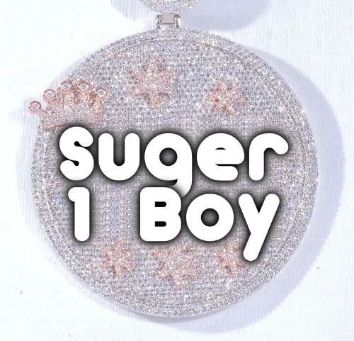 CUSTOM LETTER NECKLACE 3D BIG CROWN DISC sold by The GUU Shop