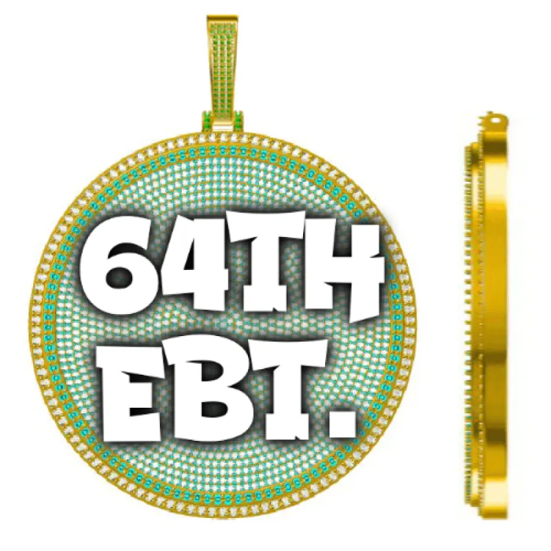 CUSTOM LETTER NECKLACE 3D BIG DISC sold by The GUU Shop