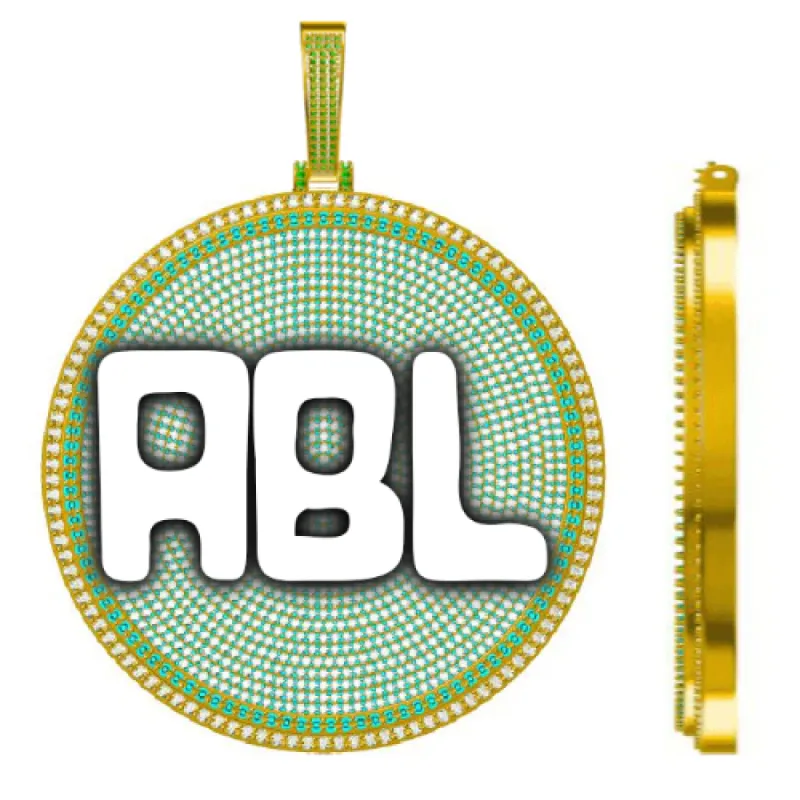 CUSTOM LETTER NECKLACE 3D BIG DISC sold by The GUU Shop