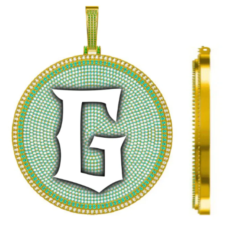 CUSTOM LETTER NECKLACE 3D BIG DISC sold by The GUU Shop