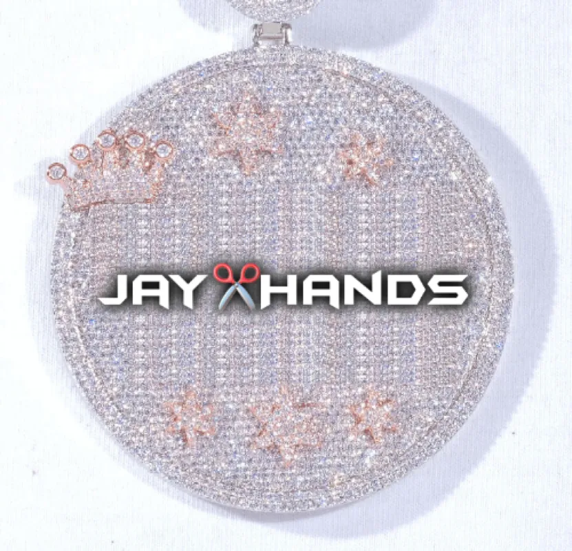 CUSTOM LETTER NECKLACE 3D BIG CROWN DISC made by The GUU Shop