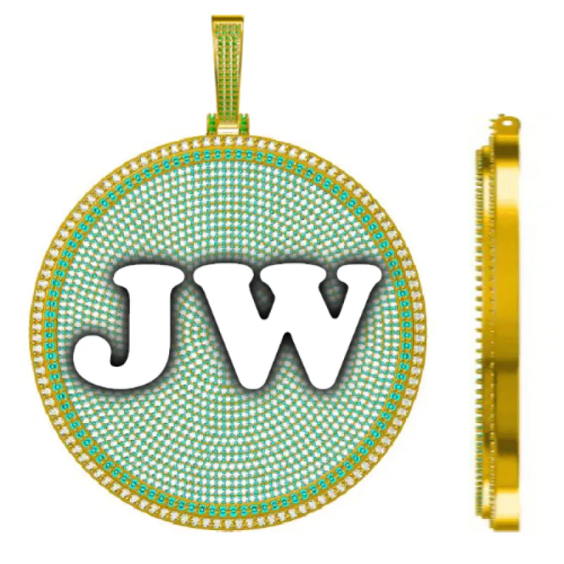 CUSTOM LETTER NECKLACE 3D BIG DISC sold by The GUU Shop