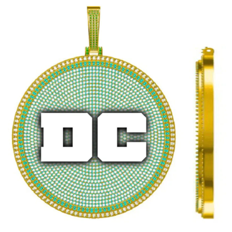 CUSTOM LETTER NECKLACE 3D BIG DISC sold by The GUU Shop