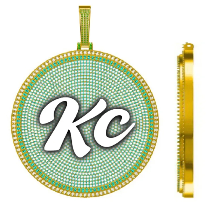 CUSTOM LETTER NECKLACE 3D BIG DISC sold by The GUU Shop