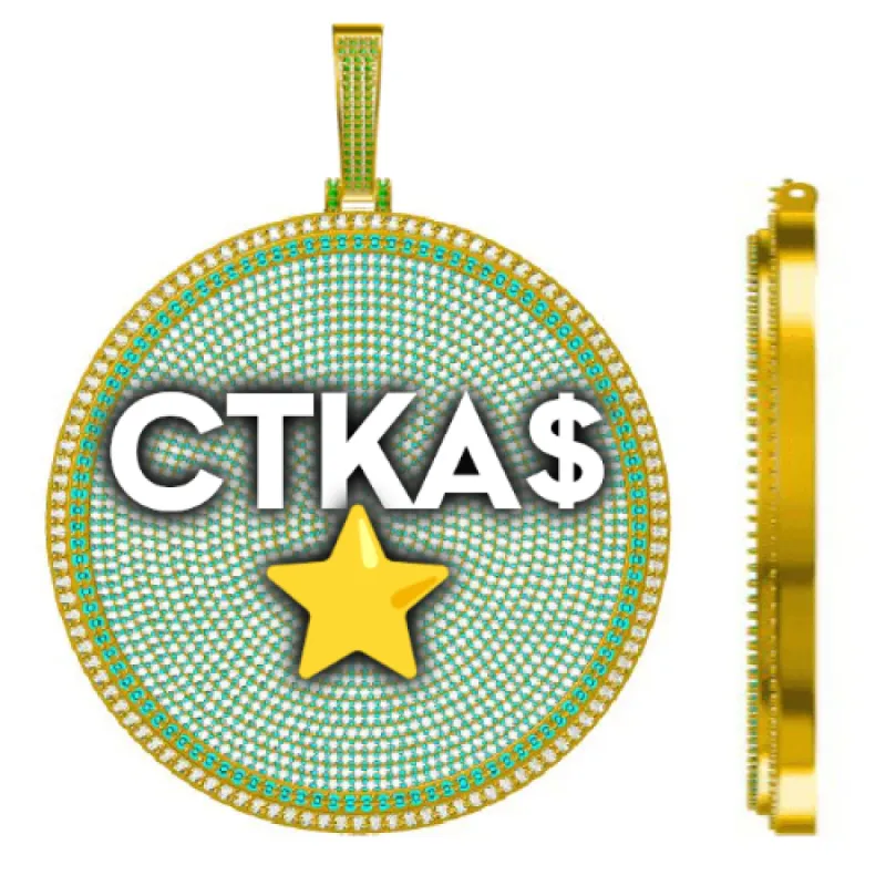 CUSTOM LETTER NECKLACE 3D BIG DISC sold by The GUU Shop