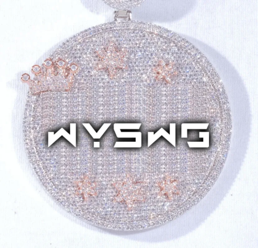 CUSTOM LETTER NECKLACE 3D BIG CROWN DISC sold by The GUU Shop