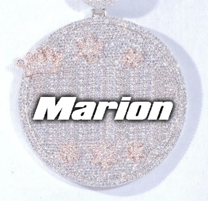 CUSTOM LETTER NECKLACE 3D BIG CROWN DISC sold by The GUU Shop