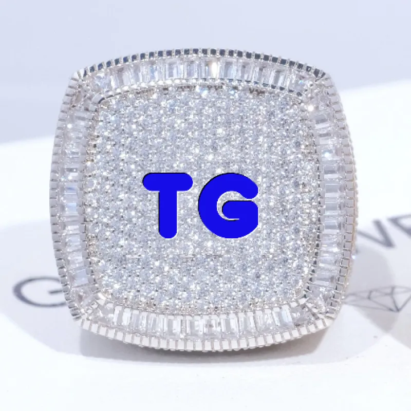 CUSTOM LETTER 3D ICED RING sold by The GUU Shop