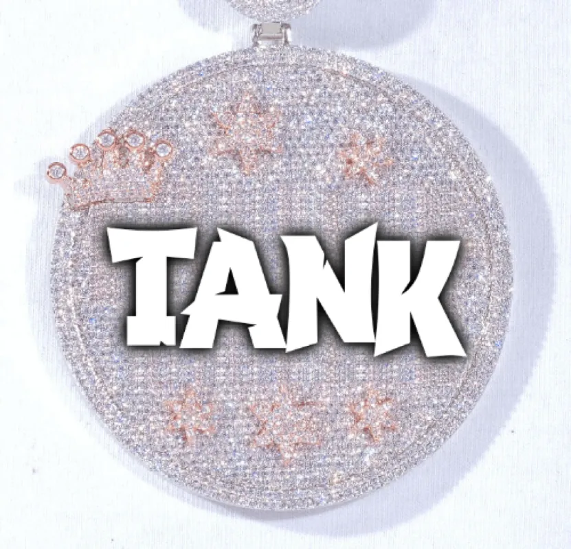 CUSTOM LETTER NECKLACE 3D BIG CROWN DISC sold by The GUU Shop