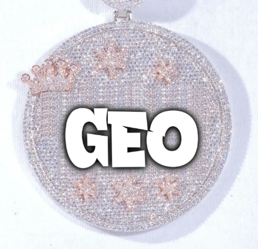 CUSTOM LETTER NECKLACE 3D BIG CROWN DISC sold by The GUU Shop