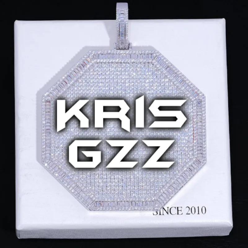 CUSTOM LETTER NECKLACE 3D BIG OCTAGON sold by The GUU Shop