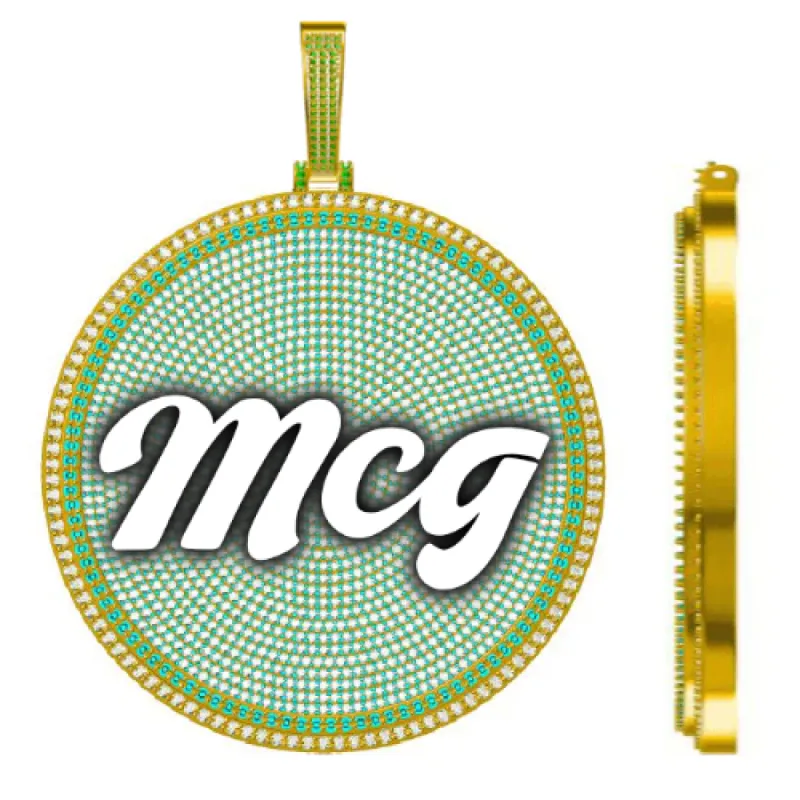 CUSTOM LETTER NECKLACE 3D BIG DISC sold by The GUU Shop