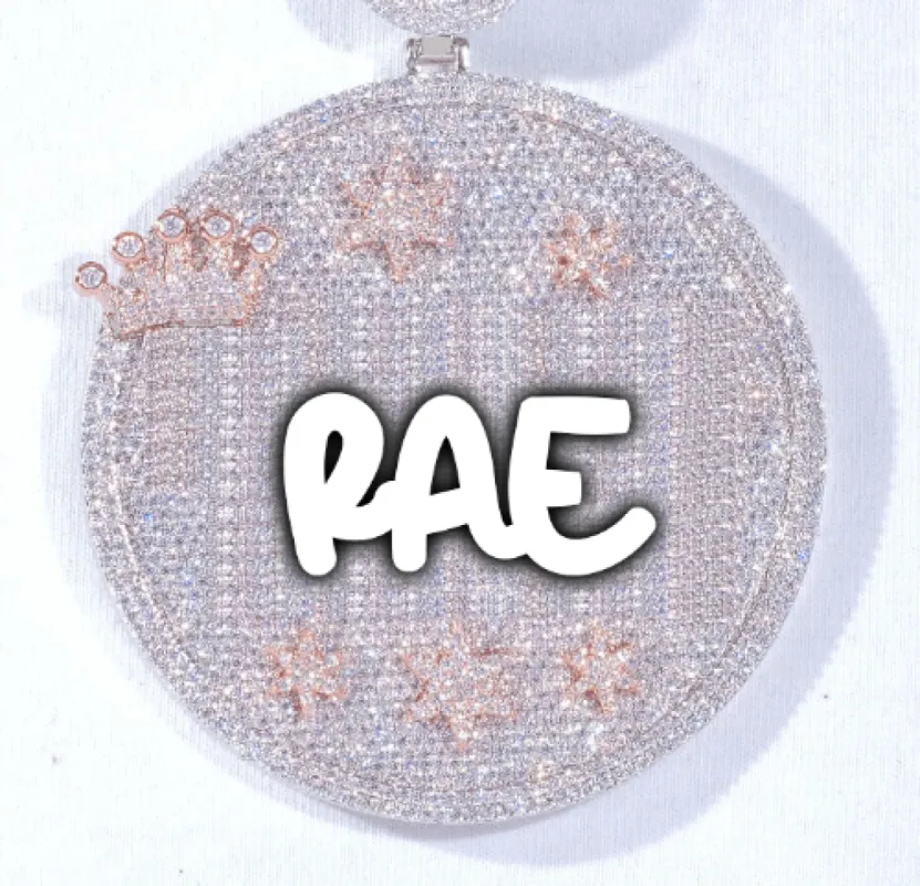 CUSTOM LETTER NECKLACE 3D BIG CROWN DISC sold by The GUU Shop