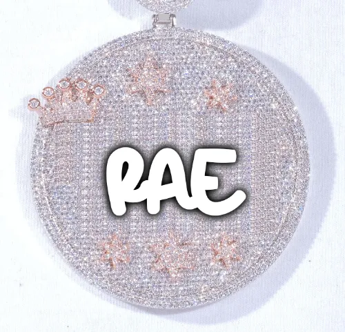 CUSTOM LETTER NECKLACE 3D BIG CROWN DISC sold by The GUU Shop