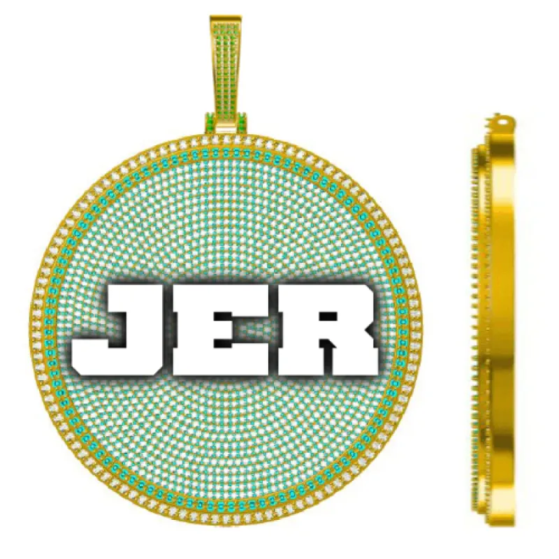 CUSTOM LETTER NECKLACE 3D BIG DISC sold by The GUU Shop