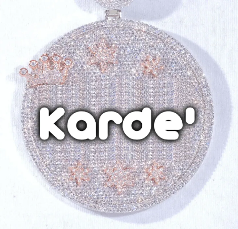 CUSTOM LETTER NECKLACE 3D BIG CROWN DISC sold by The GUU Shop