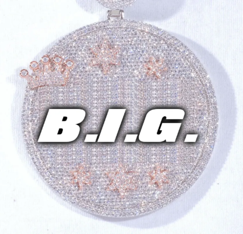 CUSTOM LETTER NECKLACE 3D BIG CROWN DISC sold by The GUU Shop