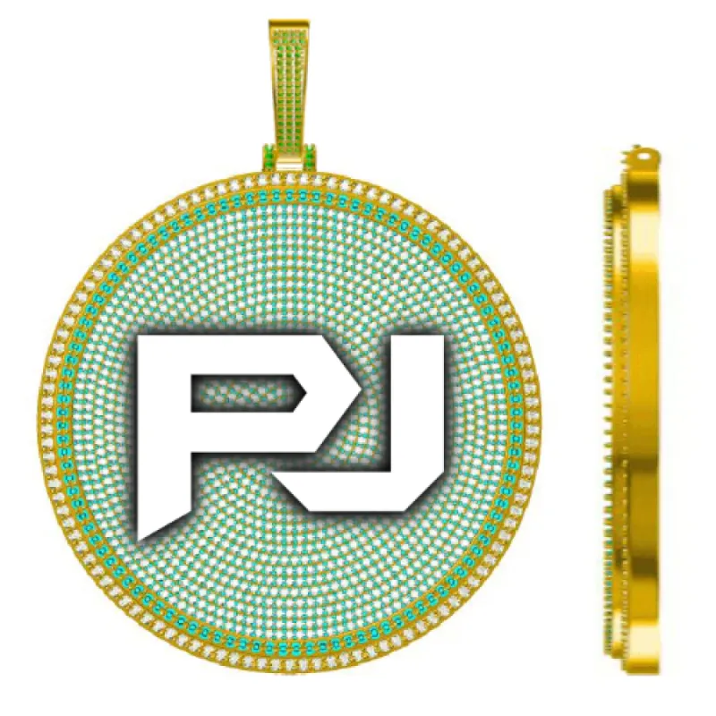 CUSTOM LETTER NECKLACE 3D BIG DISC sold by The GUU Shop