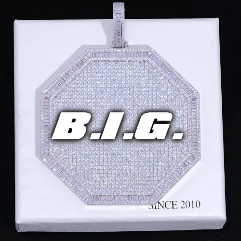 CUSTOM LETTER NECKLACE 3D BIG OCTAGON sold by The GUU Shop