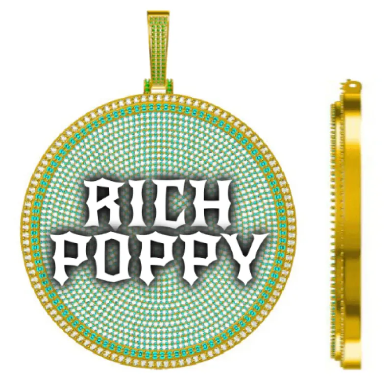 CUSTOM LETTER NECKLACE 3D BIG DISC sold by The GUU Shop