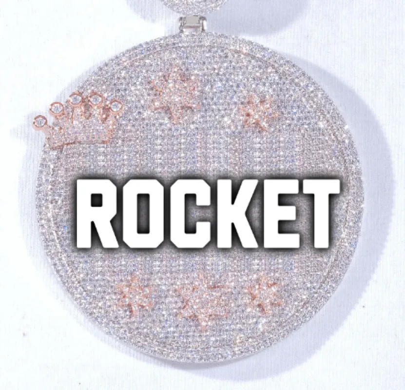 CUSTOM LETTER NECKLACE 3D BIG CROWN DISC sold by The GUU Shop