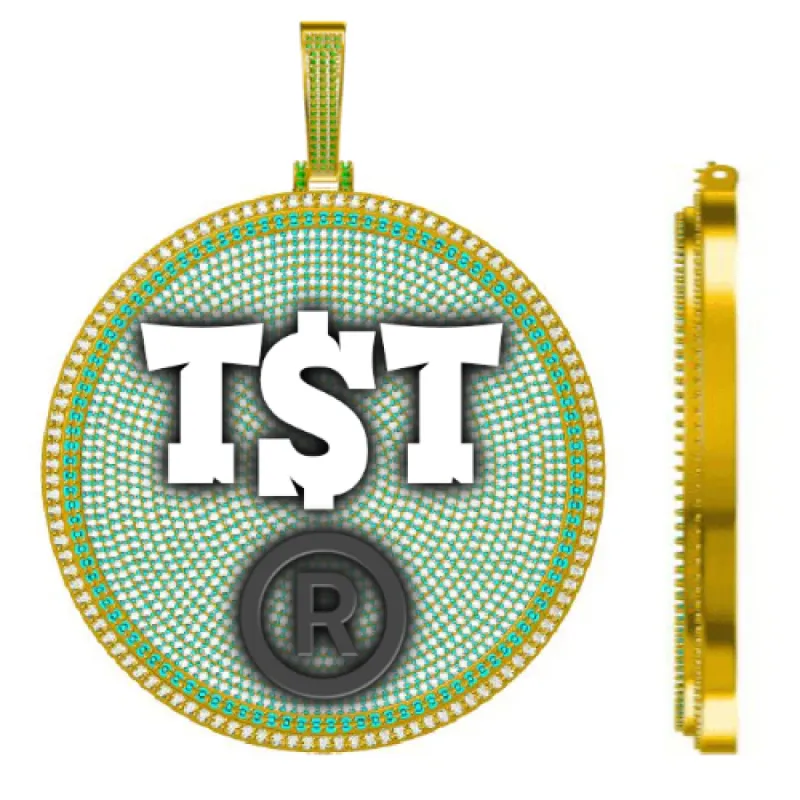 CUSTOM LETTER NECKLACE 3D BIG DISC sold by The GUU Shop