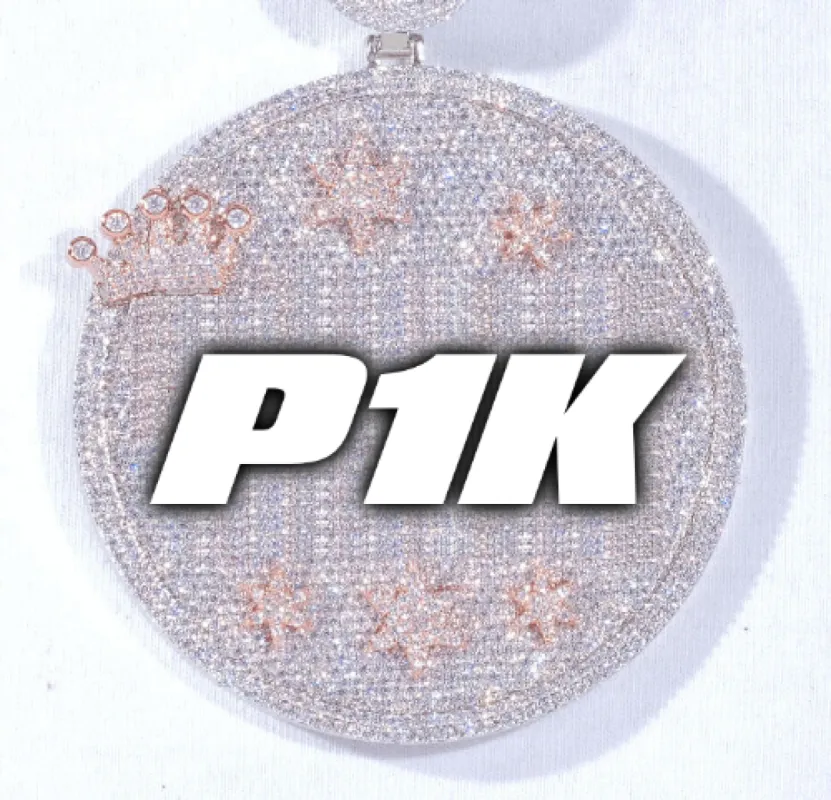 CUSTOM LETTER NECKLACE 3D BIG CROWN DISC sold by The GUU Shop