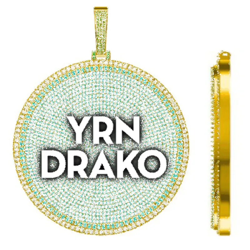 CUSTOM LETTER NECKLACE 3D BIG DISC sold by The GUU Shop