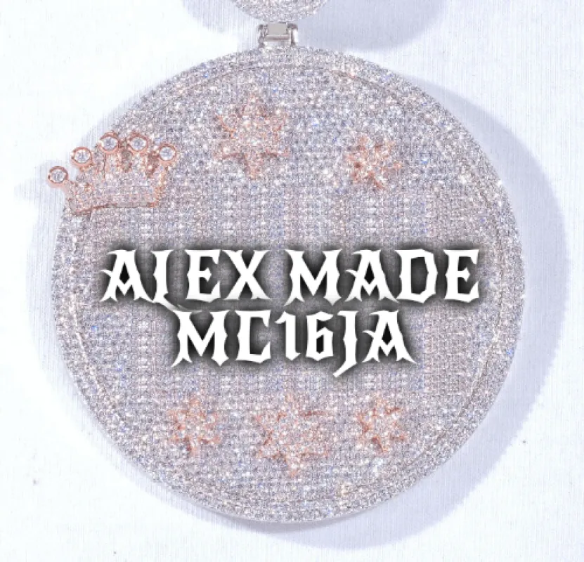 CUSTOM LETTER NECKLACE 3D BIG CROWN DISC sold by The GUU Shop