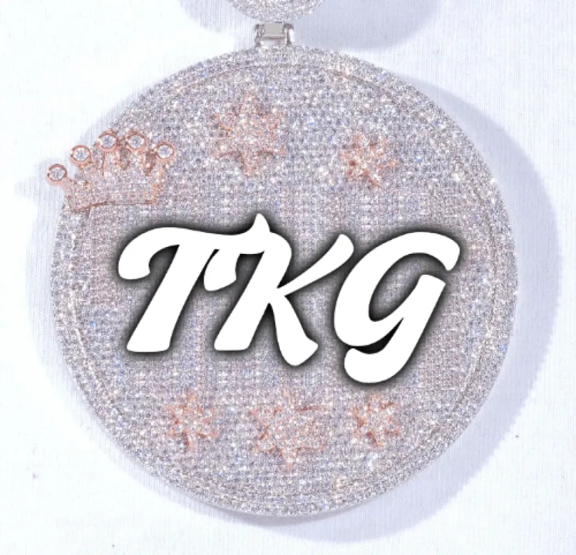 CUSTOM LETTER NECKLACE 3D BIG CROWN DISC sold by The GUU Shop