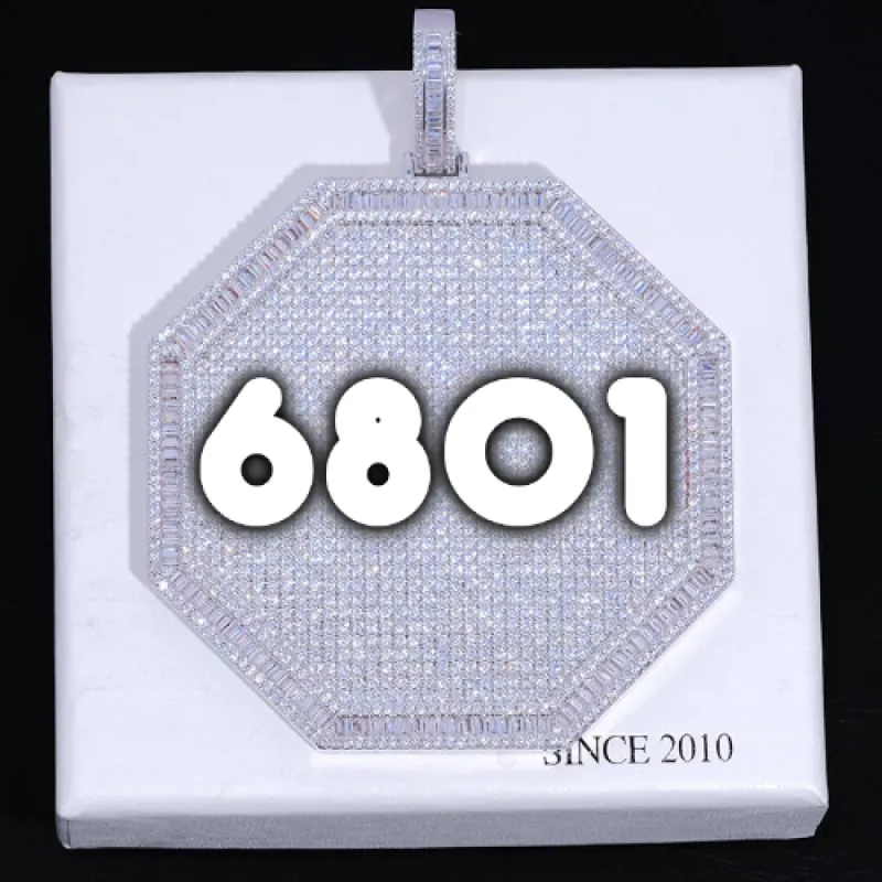 CUSTOM LETTER NECKLACE 3D BIG OCTAGON sold by The GUU Shop