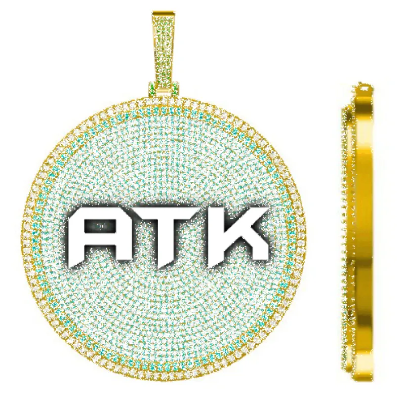 CUSTOM LETTER NECKLACE 3D BIG DISC sold by The GUU Shop