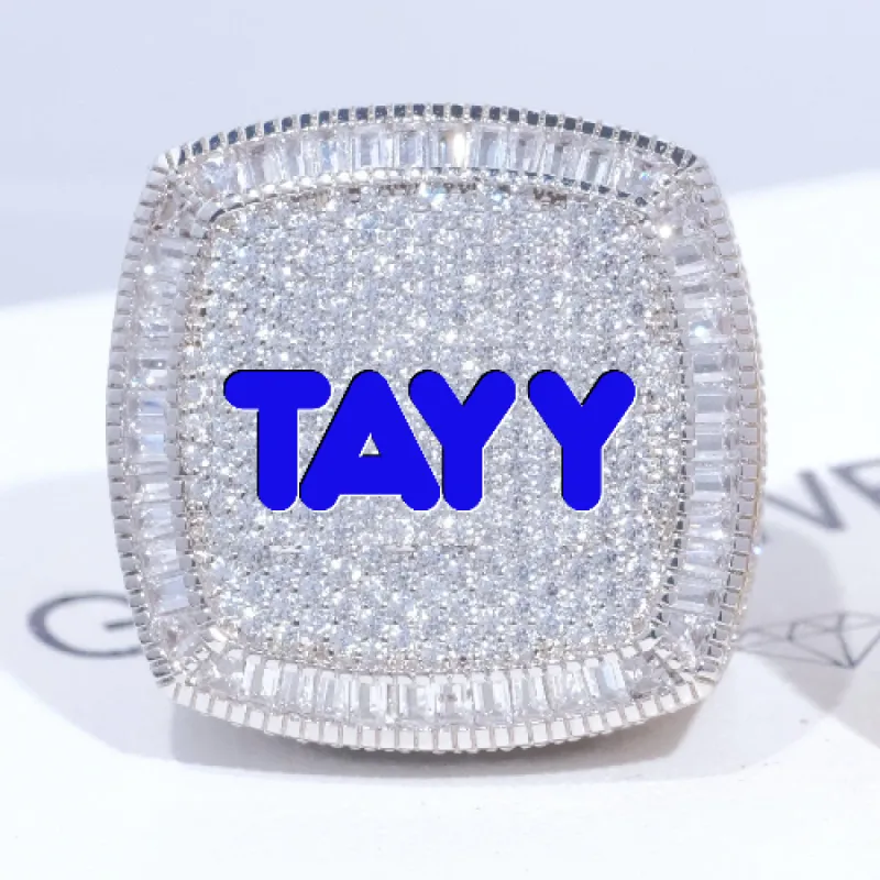 CUSTOM LETTER 3D ICED RING sold by The GUU Shop