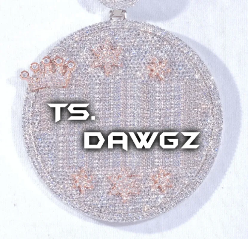 CUSTOM LETTER NECKLACE 3D BIG CROWN DISC sold by The GUU Shop