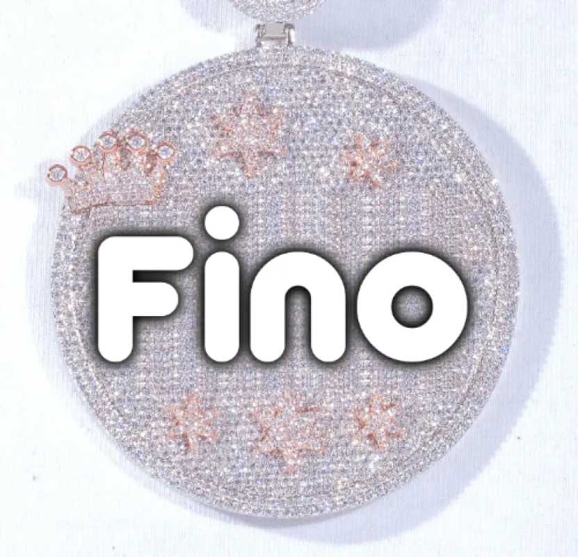 CUSTOM LETTER NECKLACE 3D BIG CROWN DISC sold by The GUU Shop