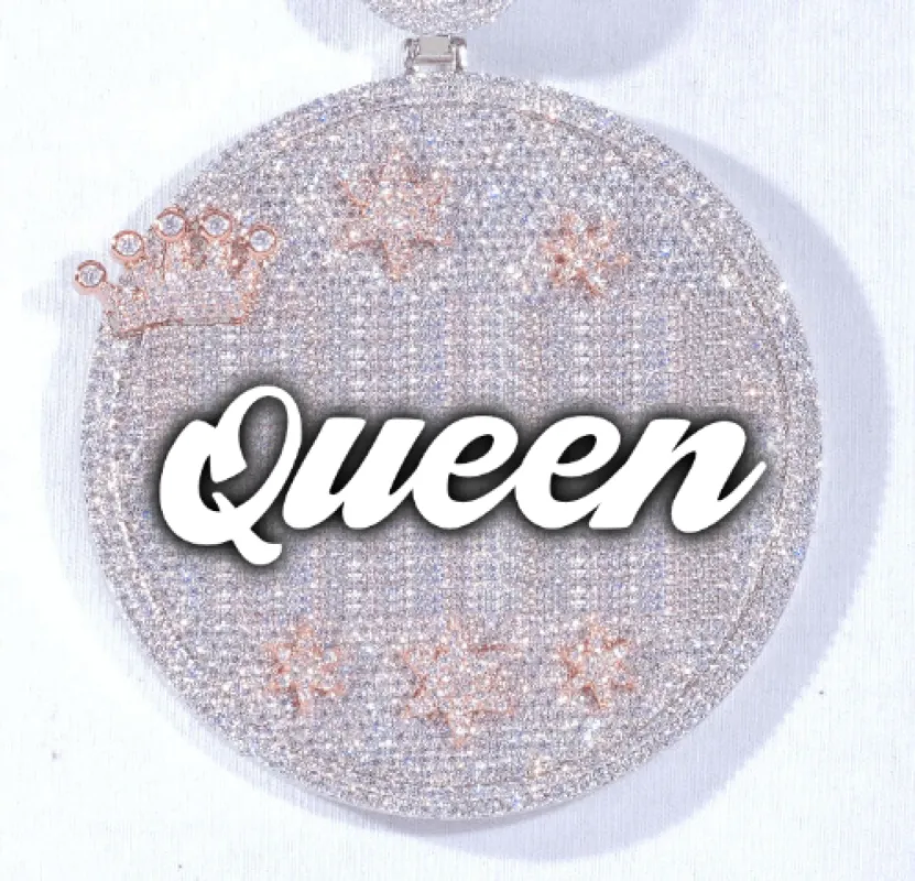 CUSTOM LETTER NECKLACE 3D BIG CROWN DISC sold by The GUU Shop