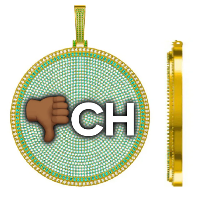 CUSTOM LETTER NECKLACE 3D BIG DISC sold by The GUU Shop