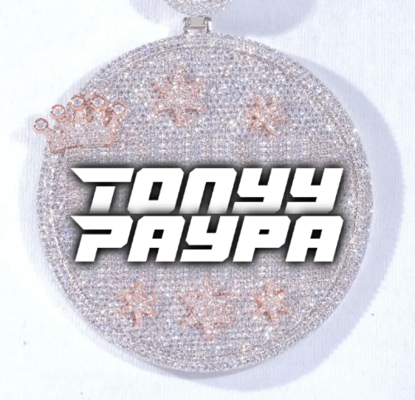 CUSTOM LETTER NECKLACE 3D BIG CROWN DISC sold by The GUU Shop