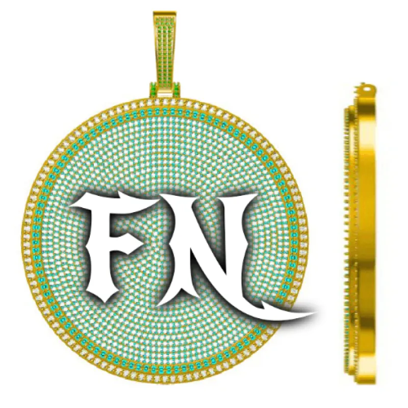 CUSTOM LETTER NECKLACE 3D BIG DISC sold by The GUU Shop