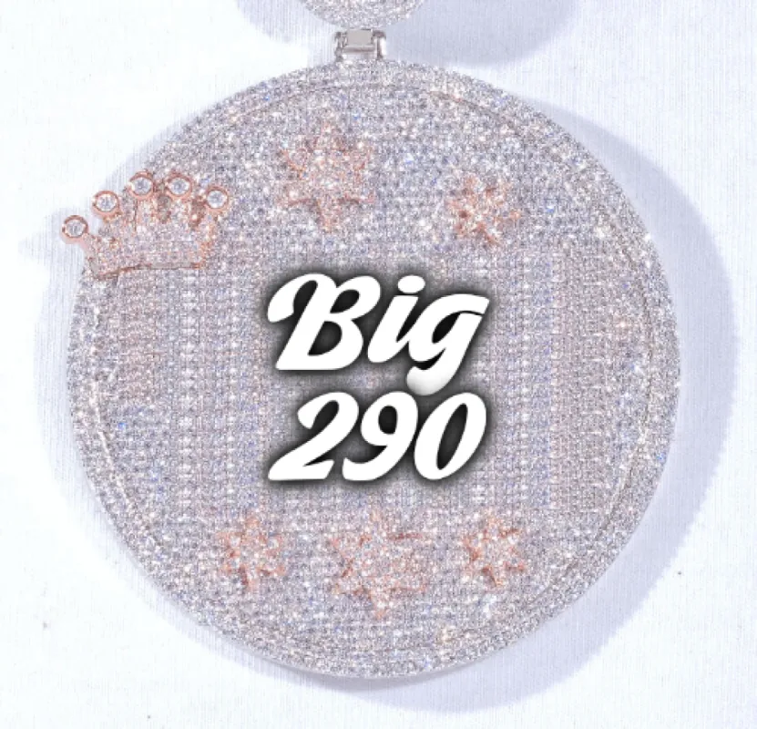 CUSTOM LETTER NECKLACE 3D BIG CROWN DISC sold by The GUU Shop