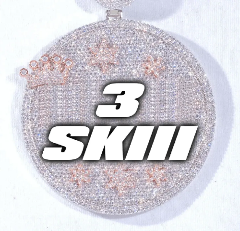 CUSTOM LETTER NECKLACE 3D BIG CROWN DISC sold by The GUU Shop