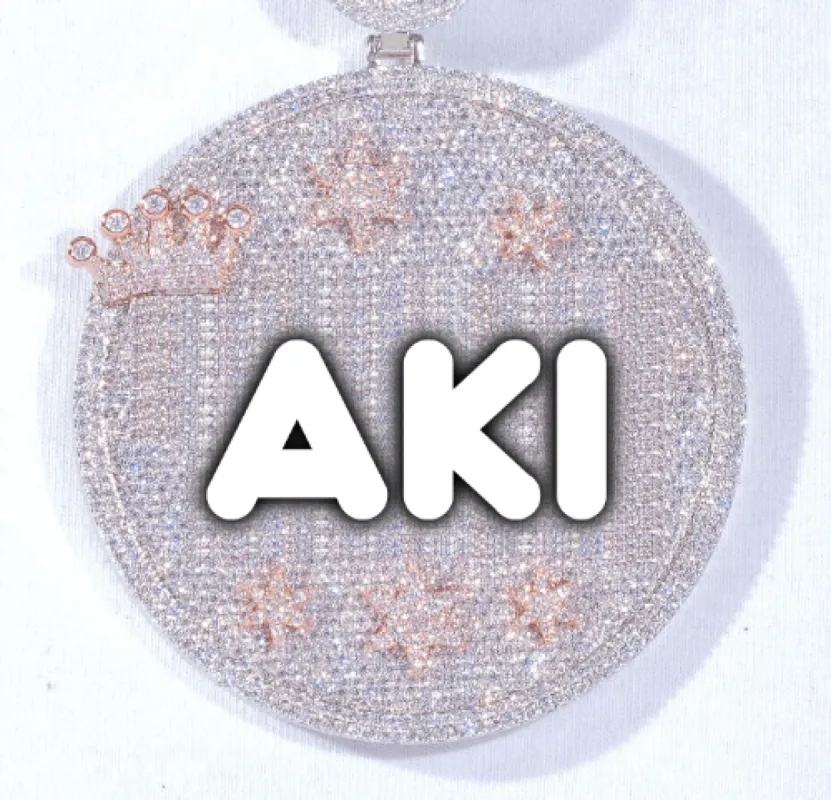 CUSTOM LETTER NECKLACE 3D BIG CROWN DISC sold by The GUU Shop