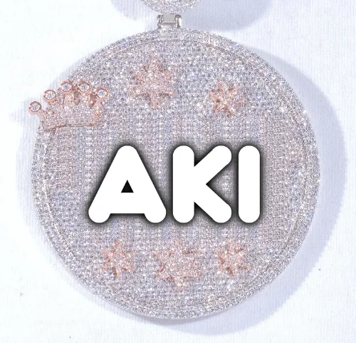 CUSTOM LETTER NECKLACE 3D BIG CROWN DISC sold by The GUU Shop